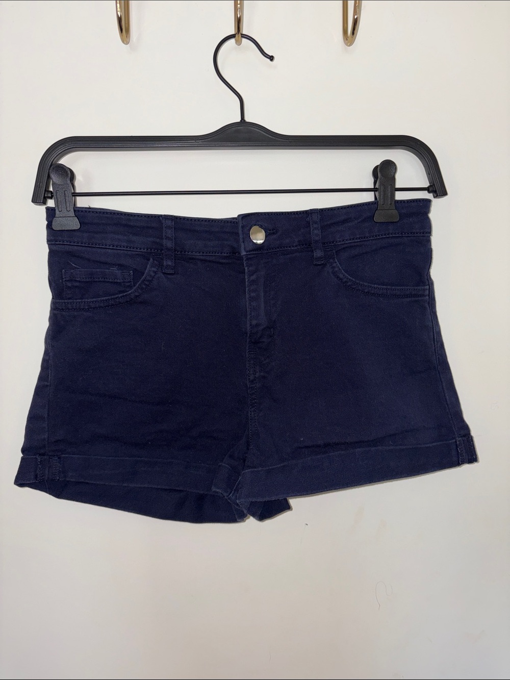H&M Women’s Navy High-Rise Denim Shorts